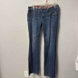 ADIKTD Women Faded Denim Blue Jeans Embroidered Back Pockets Size8 W30" L36"